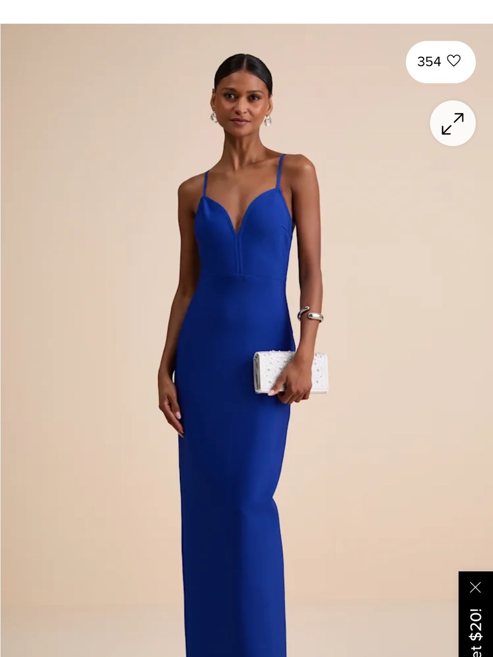 Lulu's Cobalt Strapless-Look Column Gown